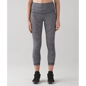 Lululemon Speckled Wunder Under Leggings High Rise Black White Size 8